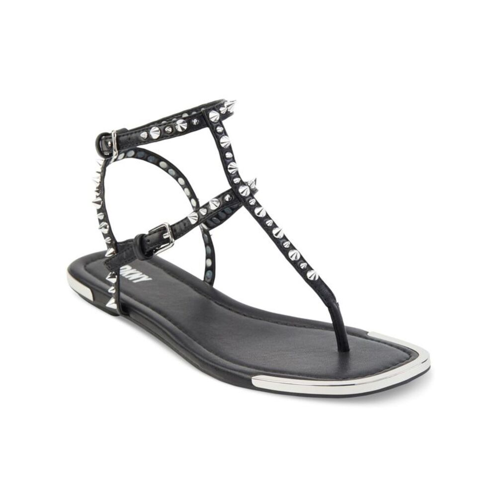 DKNY Womens Black Hadi Round Toe Block Heel Gladiator Sandals Shoes 6.5 M